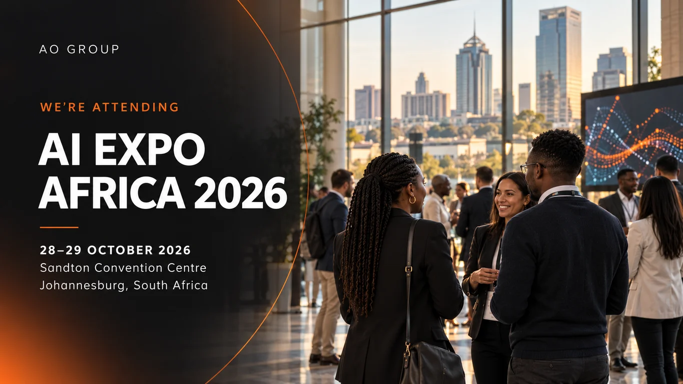 AO Group attendance graphic for AI Expo Africa 2026, 28–29 October, Sandton Convention Centre, Johannesburg.