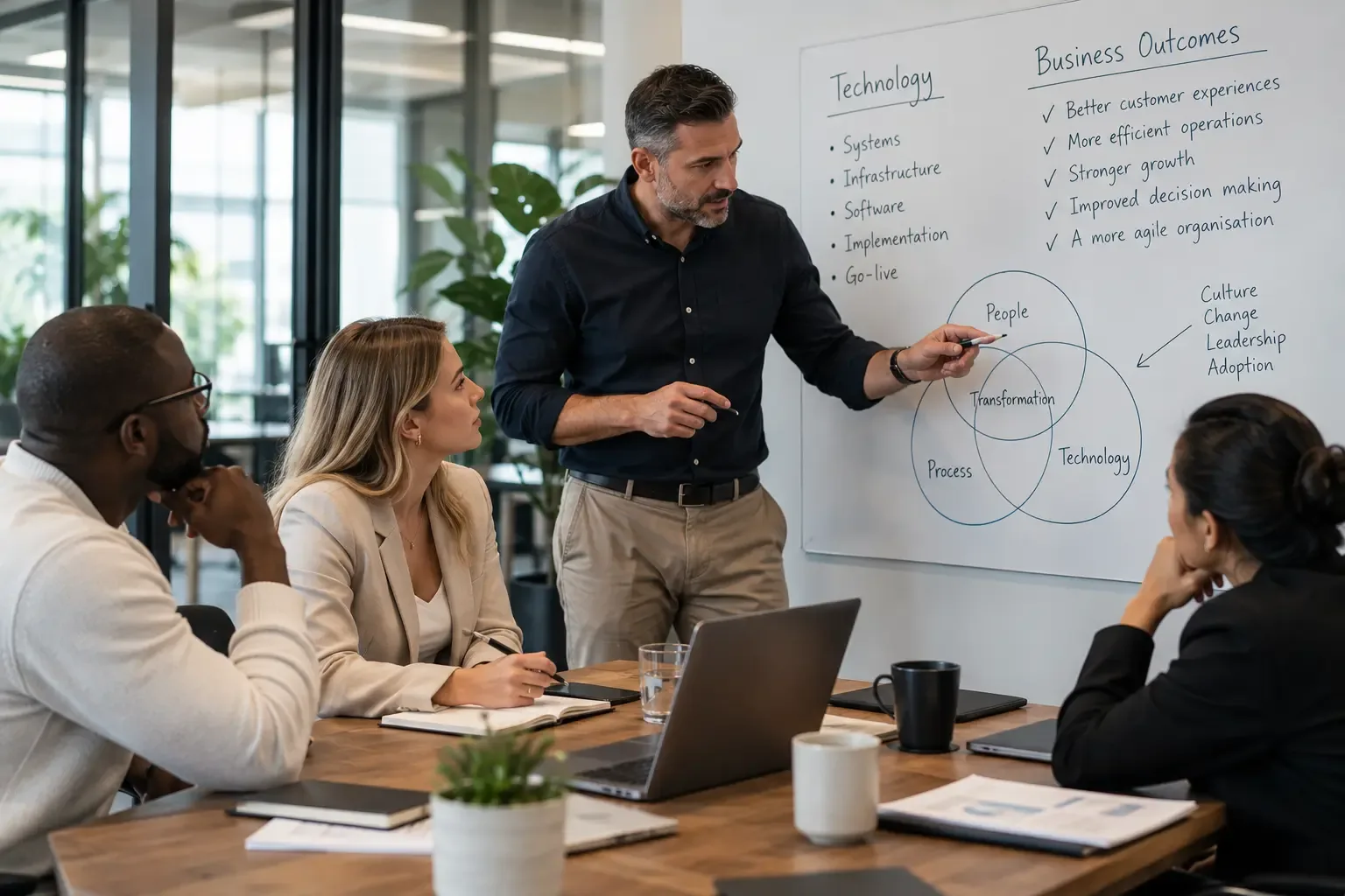 AO Group colleagues collaborating in a South African technology workplace.