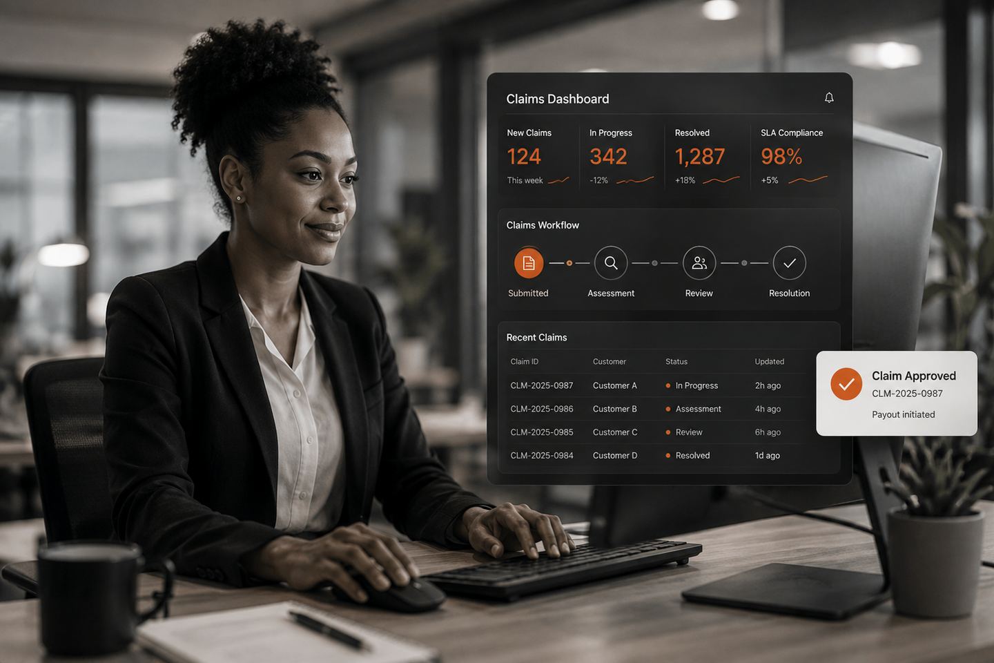 Claims specialist managing a digital claims workflow platform that replaces manual insurance and fleet administration processes, built by AO.